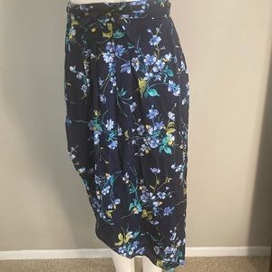 Blue floral wrap skirt